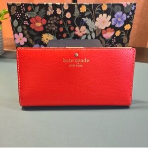 Kate Spade Grand Street Stacy Warm Red Leather Wallet, NWOT, Authentic, K158